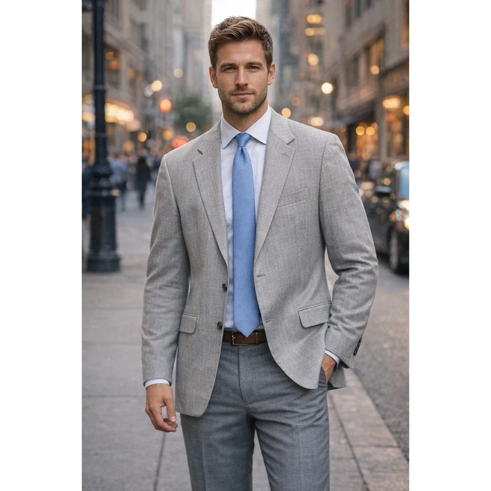 Lauren Ralph Lauren Silk Wool Blazer Sport Coat Men's Size 40R Gray 2 Button